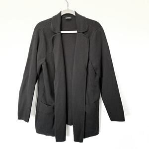 J. Jill Womens Ponte Knit Blazer Cardigan Open Front Office Career Black Fits XL